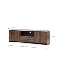 LuxenHome Mid-Century Walnut Finish 2-Door 1-Drawer Tv Console, Engineered Wood Entertainment Stand with Storage