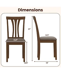 Costway Dining Chairs Set of 2 Linen Fabric Dining Room Chairs with Hollowed Backrests