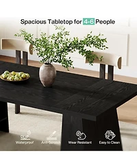 Tribesigns Black Rectangular Dining Table for 4-6 People – Modern Wooden Kitchen Table
