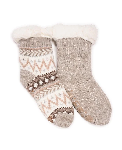 Muk Luks Women's 2 Pack Chenille Cabin Sock