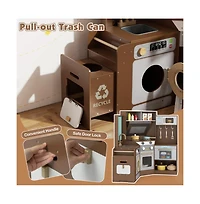 Hongge Corner Kids Play Kitchen with Lights Sounds and Pull Out Trash Bin.