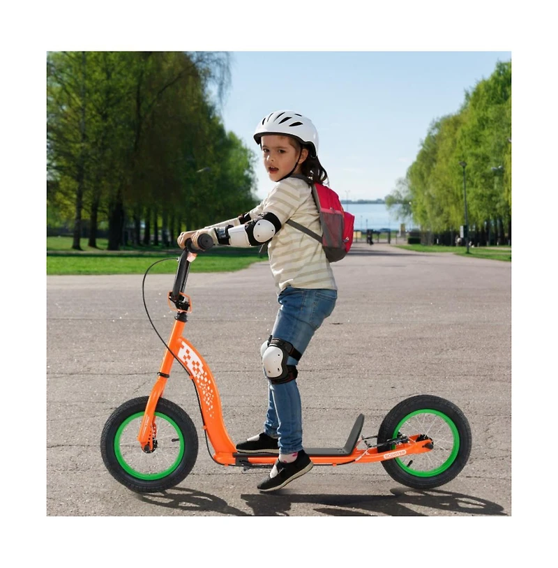 Hongge Youth Kick Scooter with Adjustable Height and Inflatable Wheels