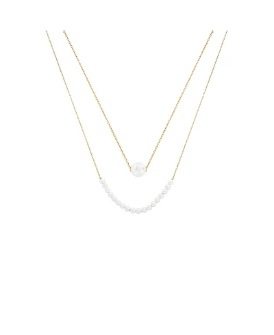 Bearfruit Jewelry 18K Gold Plated Sterling Silver Perfect Pearl Pair Necklace Set Holiday Gift Idea