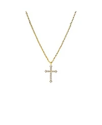 Bearfruit Jewelry 14k Gold Plated Lisette Crystal Cross Necklace Holiday Gift Guide