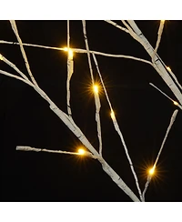 sumyeg Set of Lighted Birch Tree with Warm White Lights Christmas Tree for Decoration