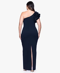 Xscape Plus One-Shoulder Ruffle Ball Gown
