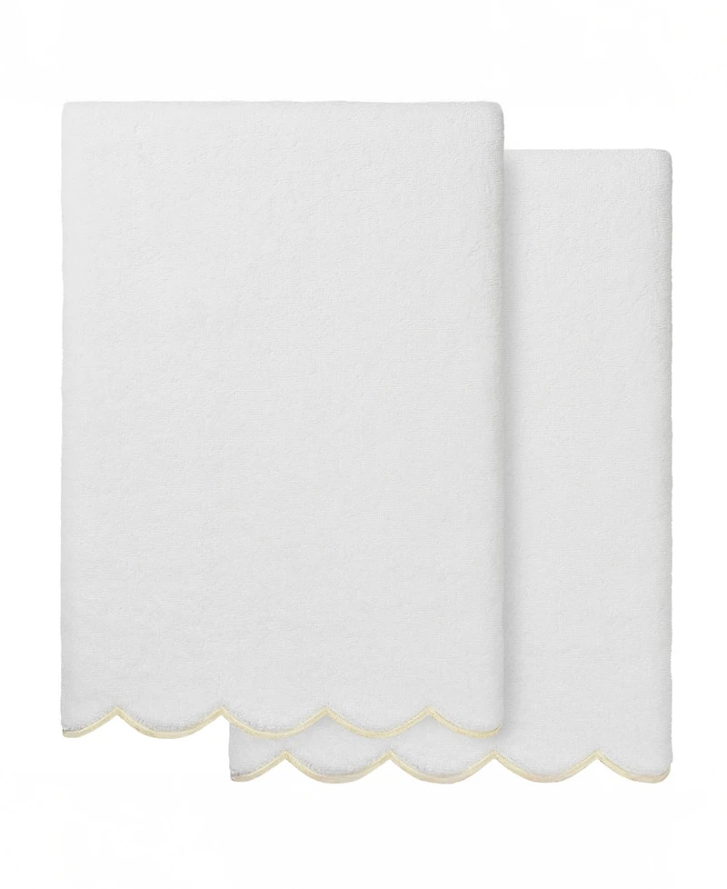 Linum Home Adornia Scallop Cotton 2-Pc. Bath Towel Set, 27" x 54"