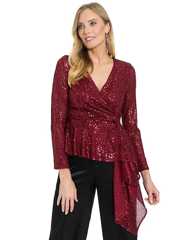 Muse Women's V-Neck Sequin Embellishment Top