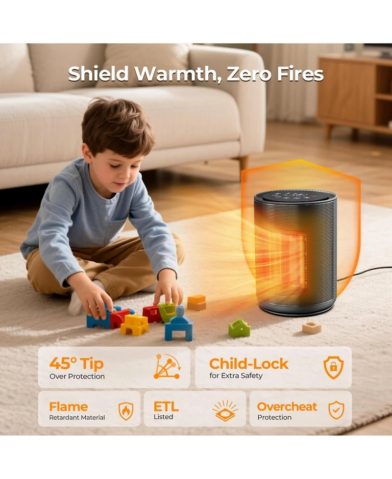 Cowsar Small Space Heaters for Indoor Use, Mini Portable Electric Heaters with Thermostat & Remote, Safe and Quiet Ceramic Heater,Timer,Desk Heater