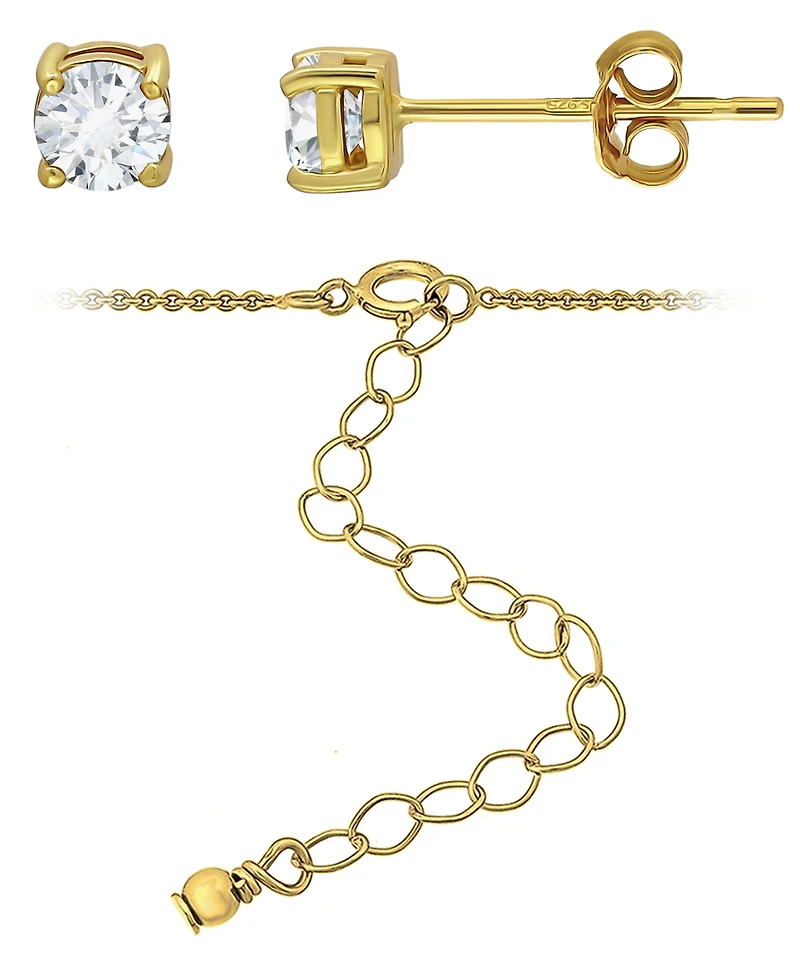 Giani Bernini 2-Pc. Cubic Zirconia (1-1/5 ct. t.w.) Open Circle Pendant Necklace and Stud Earrings Set