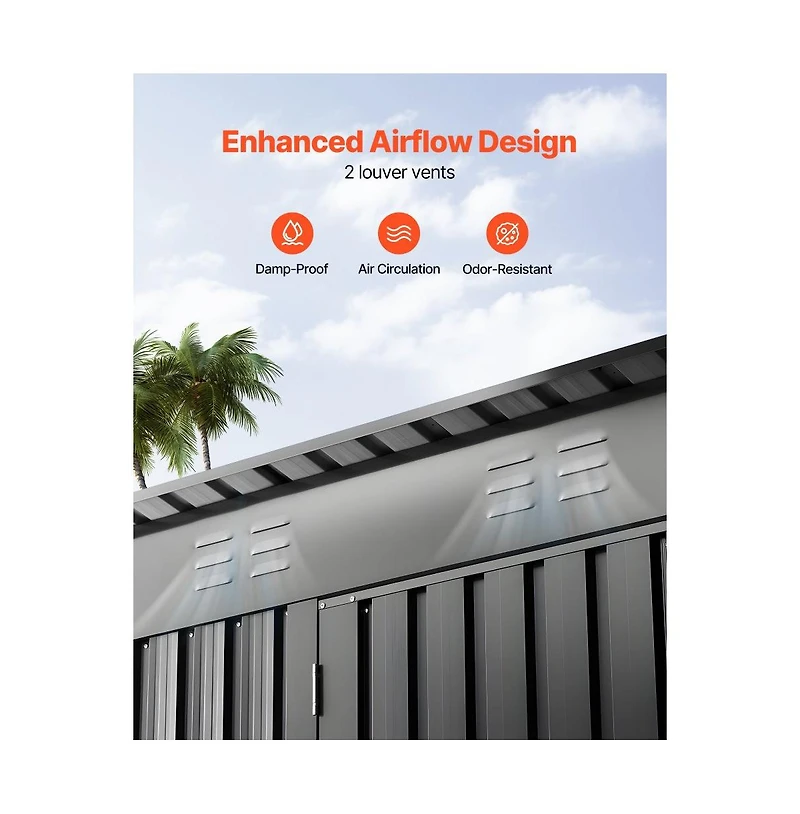 Grey 5x3 Ft Metal Tool Shed with Waterproof Design and Ventilation Vents