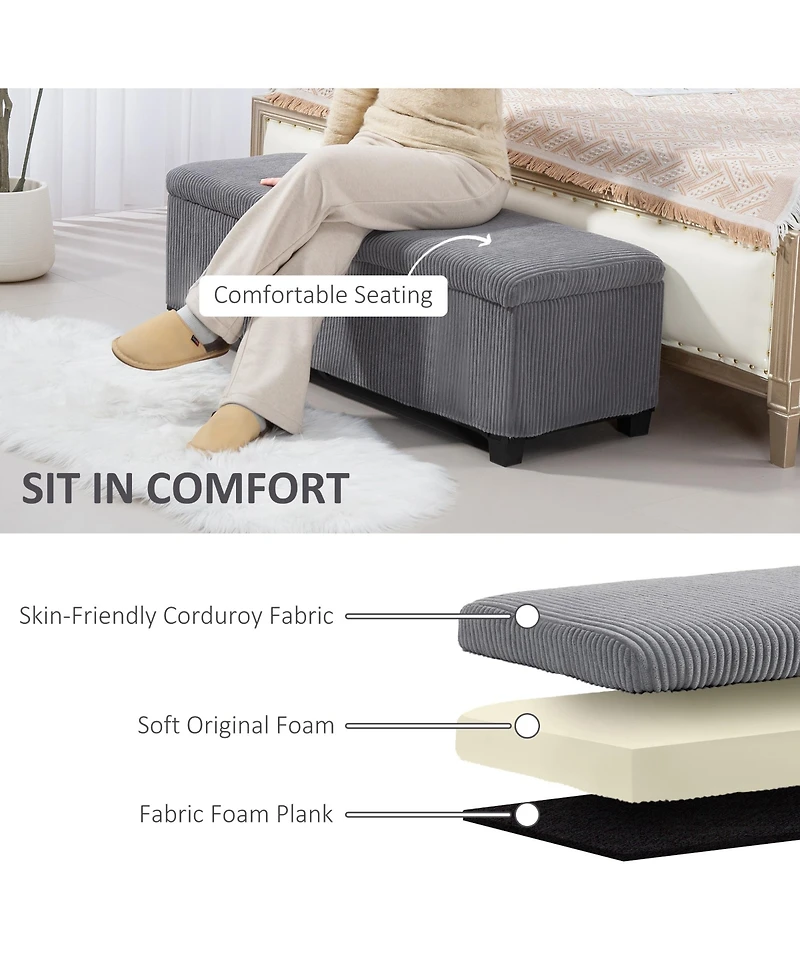 Homcom 47 Inches Storage Ottoman Bench, Foot Rest with Removable Lid