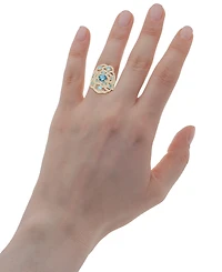 Macy's Diamond (1 ct. t.w.), London Blue Topaz (1 ct. t.w.) and Blue Topaz (3/4 ct. t.w.) Ring in 14k Yellow Gold