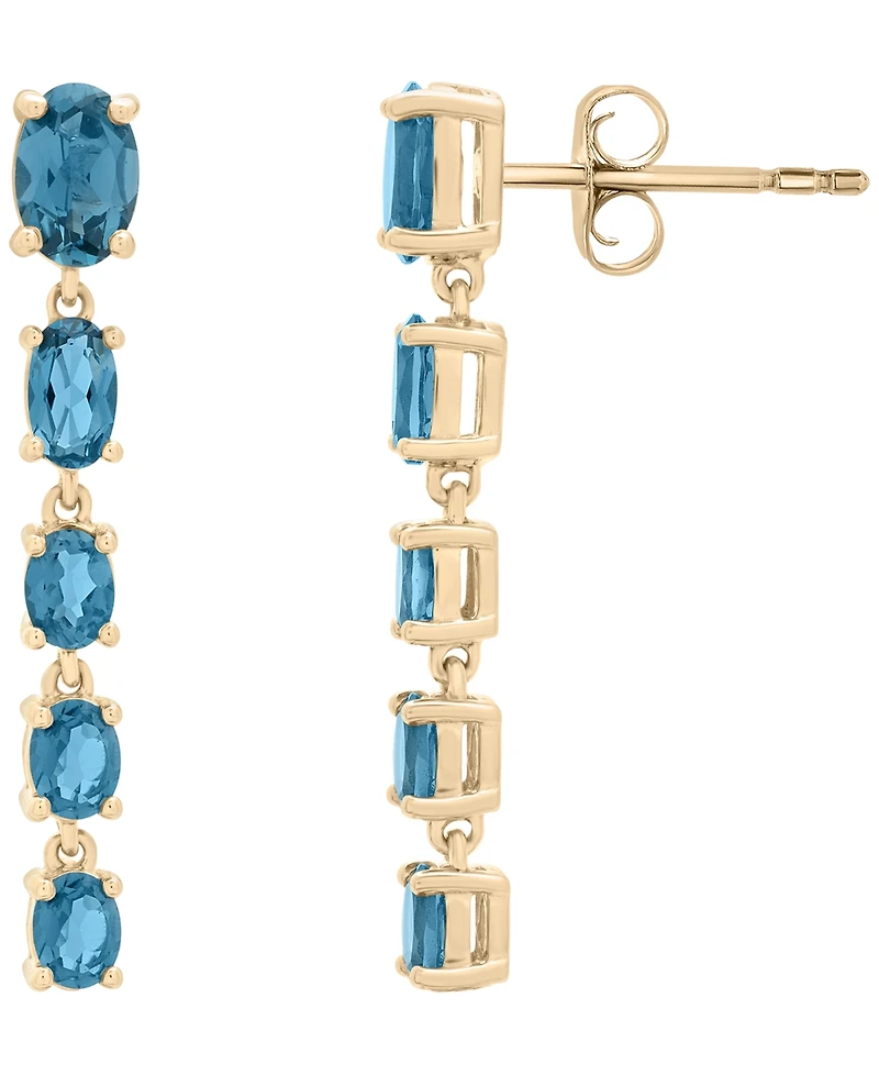 Macy's London Blue Topaz (2-5/8 ct. t.w.) Drop Earrings in 14k Yellow Gold
