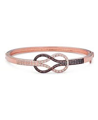 Bling Jewelry Tri-Tone Love Knot Bangle Bracelet and Cz Petal Cubic Zirconia Stud Earring Jewelry Set Rose Gold Plated