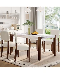 Streamdale Furniture Modern Faux Marble Dining Table with Wood Legs