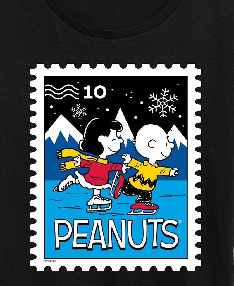 Hybrid Apparel Plus Peanuts Lucy Charlie Winter Stamp Word Art Short Sleeve T-shirt