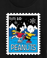 Hybrid Apparel Plus Peanuts Lucy Charlie Winter Stamp Word Art Short Sleeve T-shirt