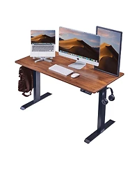 Streamdale Furniture Electric Standing Desk, Adjustable Height, 24x48, Black Frame/Mahogany Top