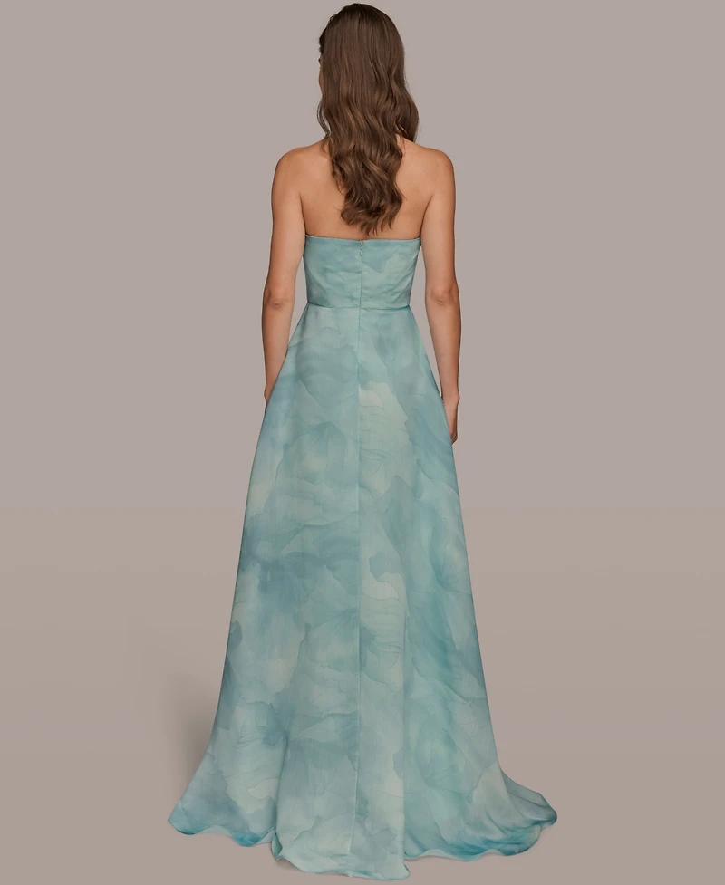 Donna Karan New York Women's Floral Print Strapless Ball Gown