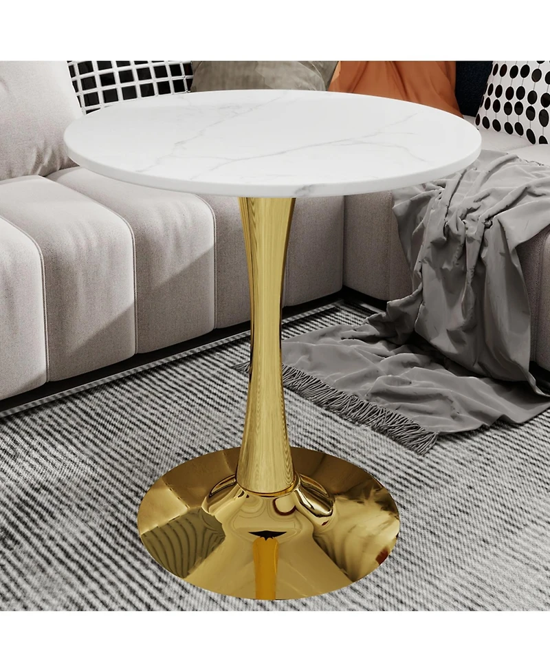 Streamdale Furniture Streamdale Gold 27.6" Mid-Century Modern Dining Table with White Marble Top
