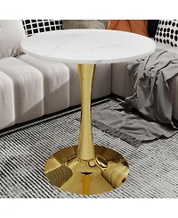 Streamdale Furniture Streamdale Gold 27.6" Mid-Century Modern Dining Table with White Marble Top