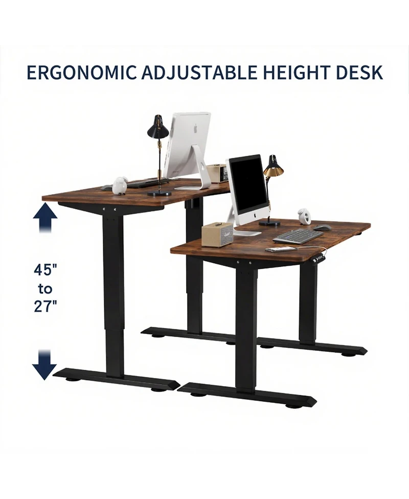 Streamdale Furniture Streamdale Electric Standing Desk - Height Adjustable Computer Table (47" Rustic Brown