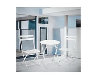 gaomon 3-Piece Folding Patio Bistro Set, White Outdoor Metal Round Table and Chairs for Porch, Yard, Balcony, and Garden