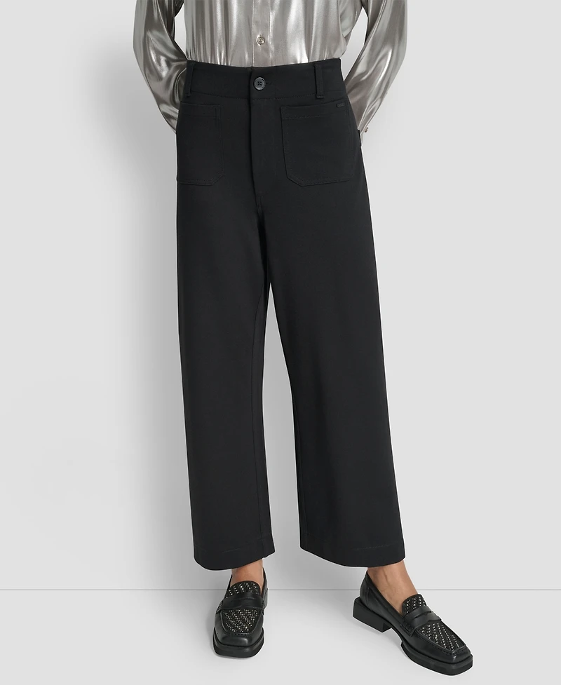 Dkny Jeans Women's High-Rise Cropped Wide Leg Pants