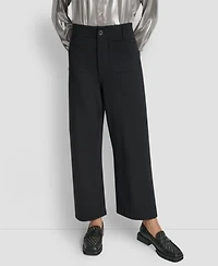 Dkny Jeans Womens High Rise Cropped Wide Leg Pants