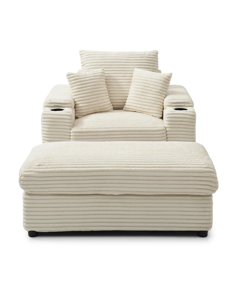 Streamdale Furniture Streamdale Oversized Accent Chair with Ottoman, Modern Comfy Armchair