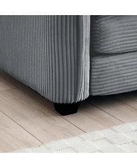 Streamdale Furniture Grey Corduroy Modular Sofa with Ottoman & Footstools