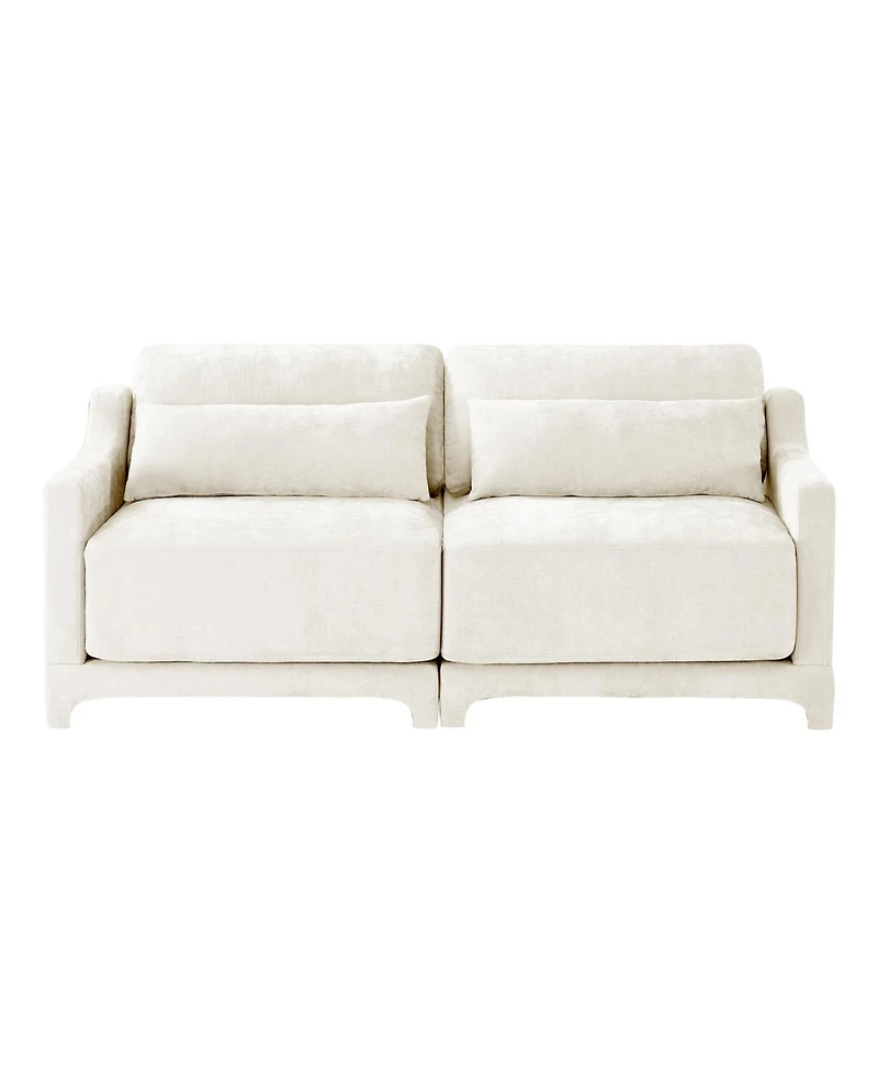 Streamdale Furniture Beige Chenille 2-Seater Sofa with Lumbar Pillows