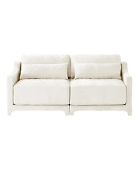 Streamdale Furniture Beige Chenille 2-Seater Sofa with Lumbar Pillows