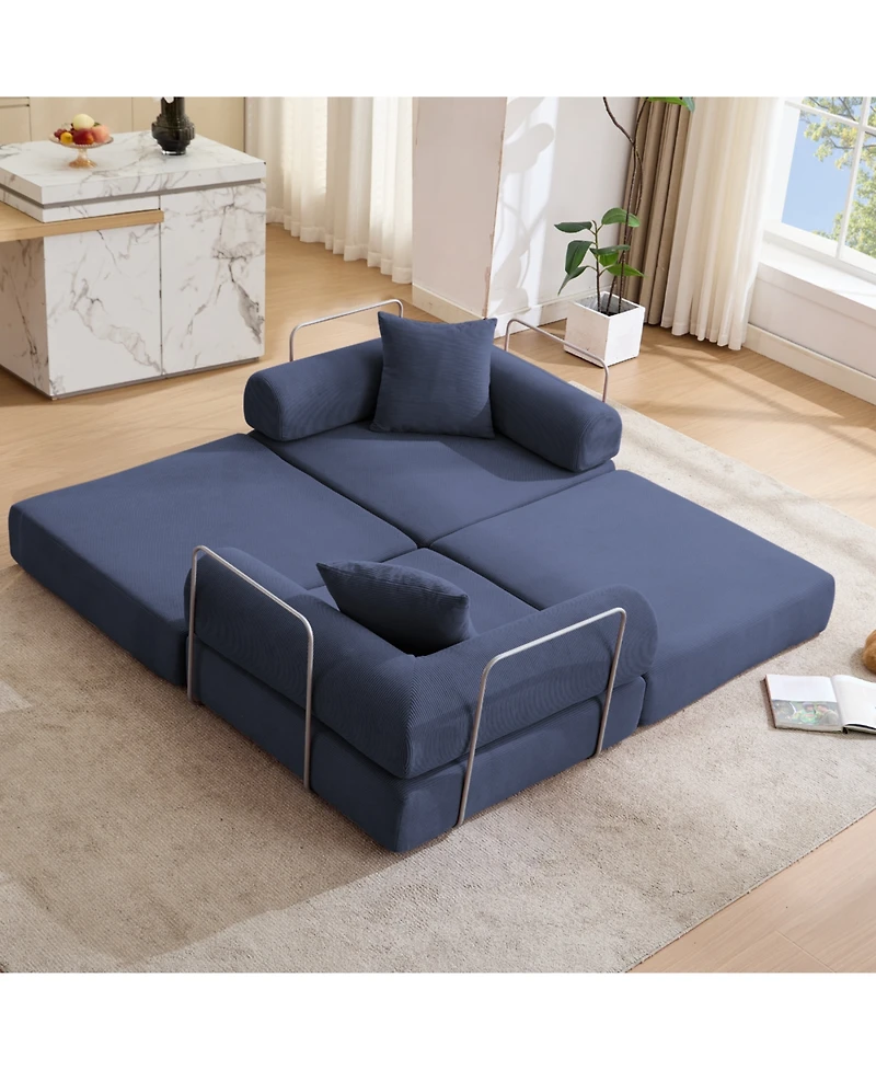 Streamdale Furniture Modular Couch Sofa Bed for Apartment, Convertible Sofa Bed, Blue