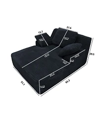 Streamdale Furniture 51" Fluffy Plush Corduroy Sleeper Couch - Deep Seat Reading Chair