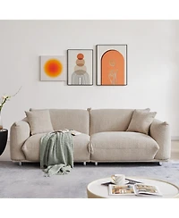 Streamdale Furniture Oversized Sherpa Loveseat Sofa with Metal Legs - Camel