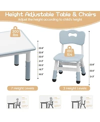 Gaomon Kids Table and 2 Chairs Set, Height Adjustable Toddler Activity Table with Graffiti Desktop for Home, Daycare, Preschool