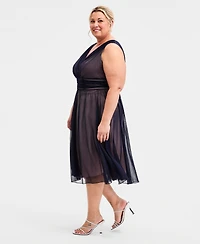 Connected Plus Size Sleeveless Chiffon Midi Dress