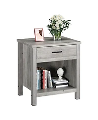 Gaomon Farmhouse Nightstand, Rustic Bedside Table with Drawer & Storage Shelf for Bedroom and Living Room