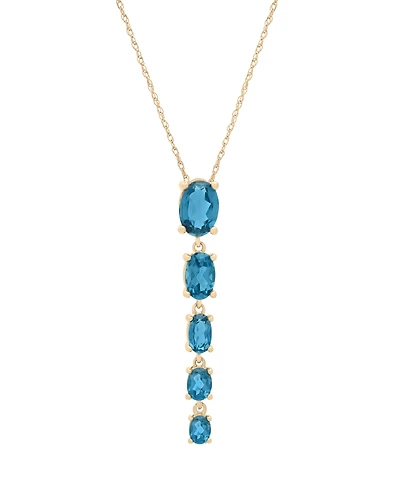Macy's London Blue Topaz (2 ct. t.w.) Drop Pendant Necklace in 14k Yellow Gold
