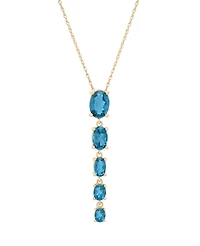 Macy's London Blue Topaz (2 ct. t.w.) Drop Pendant Necklace in 14k Yellow Gold