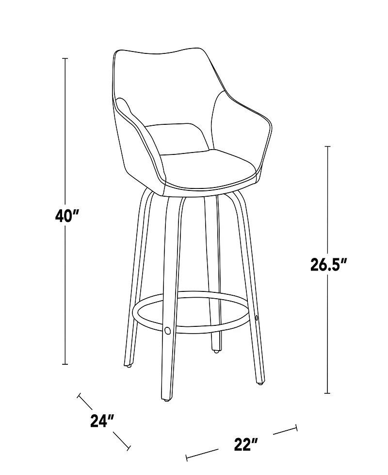 Lumisource Fabric Mustang Contemporary Fixed-Height Counter Stool, Set of 2