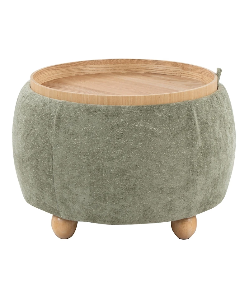 Lumisource 14.75" Fabric Tray Pouf Contemporary Storage Ottoman