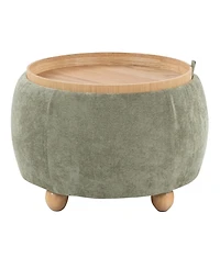Lumisource 14.75" Fabric Tray Pouf Contemporary Storage Ottoman