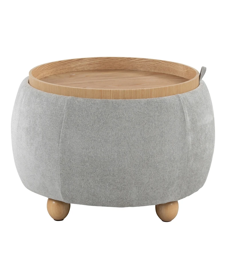 Lumisource 14.75" Fabric Tray Pouf Contemporary Storage Ottoman