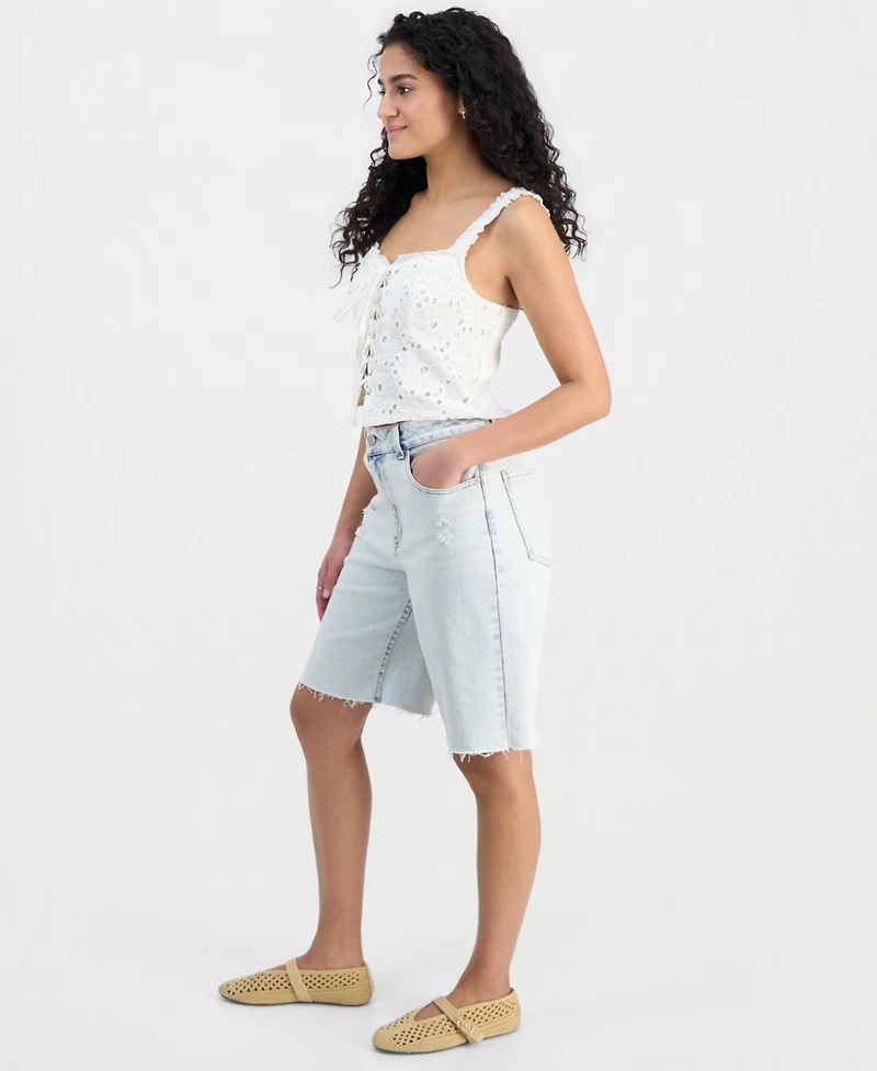 Juniors' High-Rise Baggy Denim Jorts