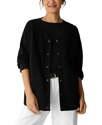 Eileen Fisher Women's V-Neck Snap Front Jacket, Regular And Petites