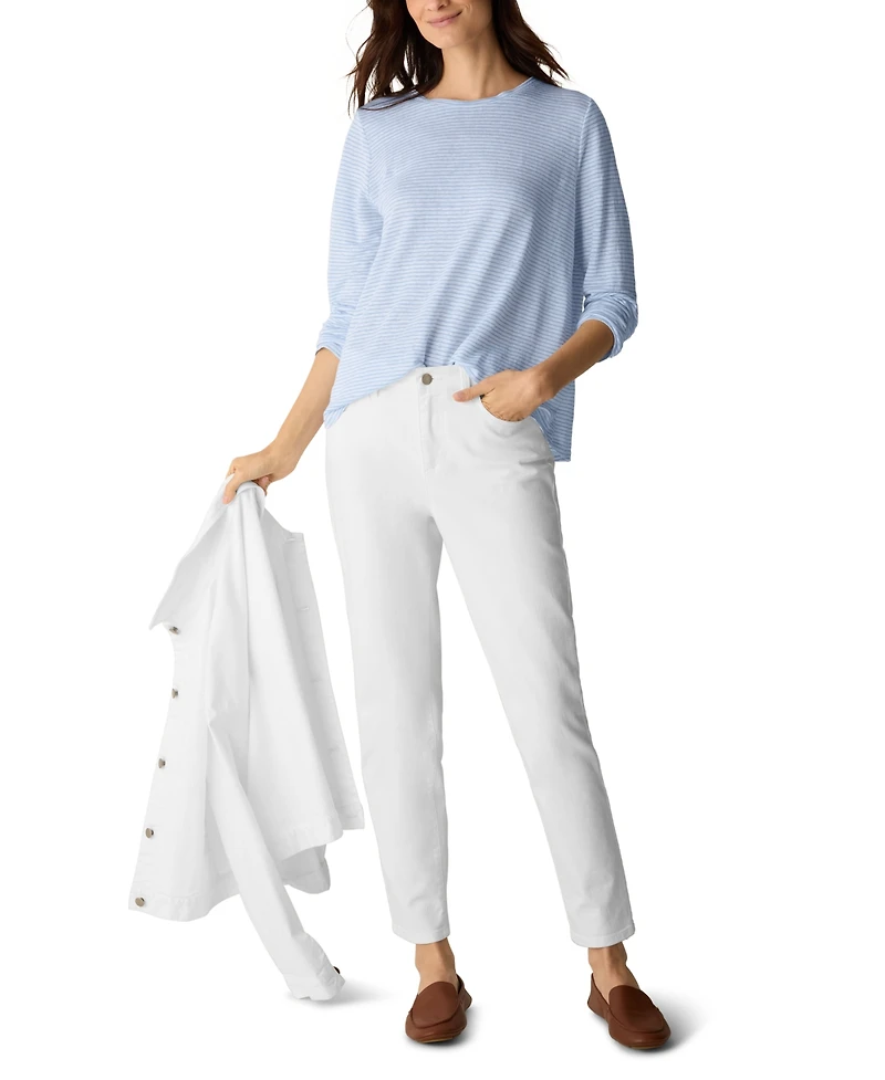 Eileen Fisher Women's Yarn-Dyed Stripe Crewneck T-Shirt, Regular And Petites