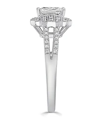 Macy's Emerald Diamond Halo Engagement Ring (3/4 ct. t.w.) in 14k White Gold